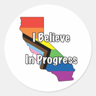 California Pride - Believe in Progress Flag Classic Round Sticker