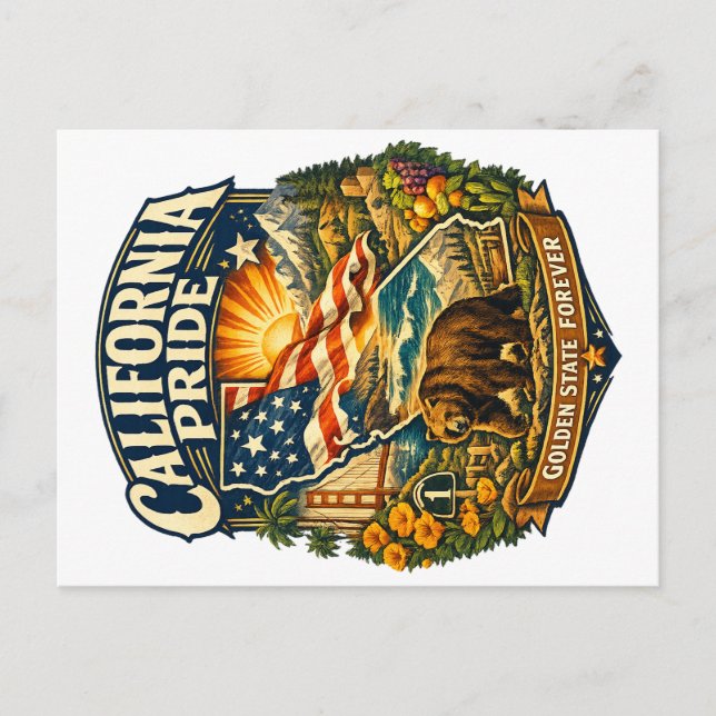 California Pride Golden State Forever Postcard (Front)