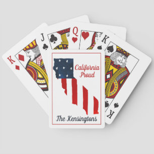 California Proud USA American Flag Watercolor Playing Cards