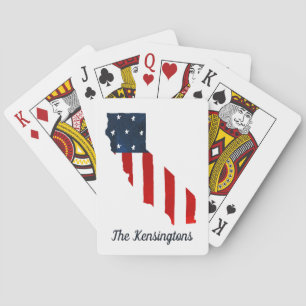 California Proud USA Bold Watercolor American Flag Playing Cards