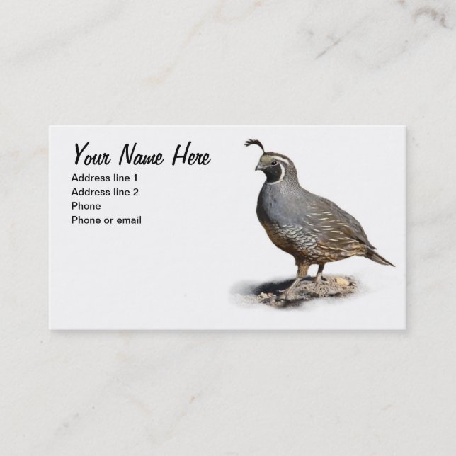 CALIFORNIA QUAIL #1 BUSINESS CARD (Front)