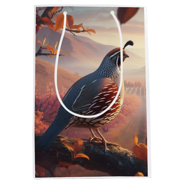 California Quail Bird Art Wildlife Nature Medium Gift Bag (Front)