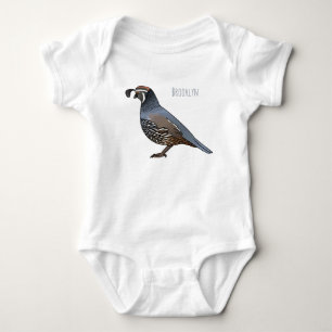 California quail bird cartoon illustration baby bodysuit
