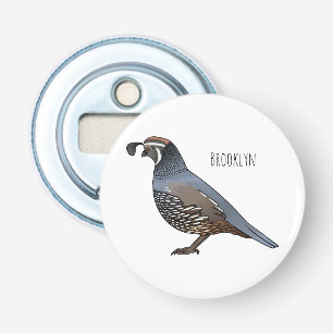 California quail bird cartoon illustration bottle opener