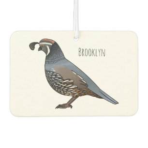California quail bird cartoon illustration car air freshener