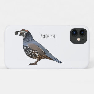 California quail bird cartoon illustration iPhone 11 case