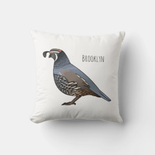 California quail bird cartoon illustration cushion