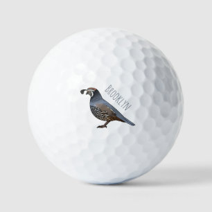 California quail bird cartoon illustration golf balls