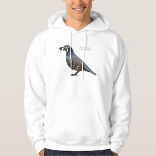 California quail bird cartoon illustration hoodie