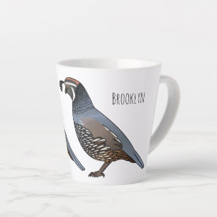 California quail bird cartoon illustration   latte mug