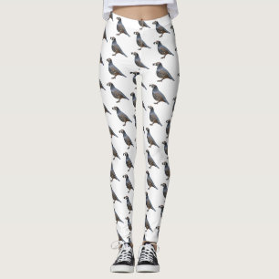 California quail bird cartoon illustration leggings