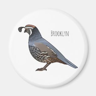 California quail bird cartoon illustration  magnet