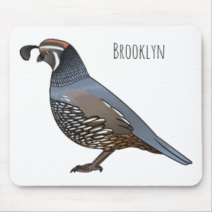 California quail bird cartoon illustration mouse mat
