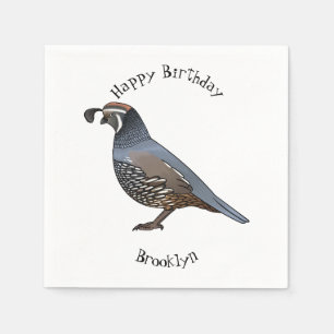 California quail bird cartoon illustration napkin