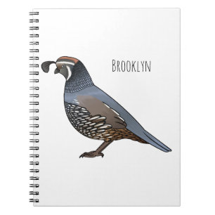 California quail bird cartoon illustration notebook
