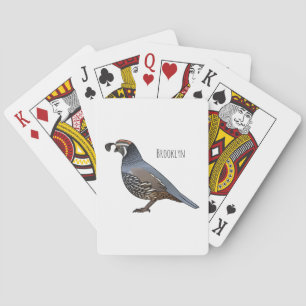 California quail bird cartoon illustration  playing cards
