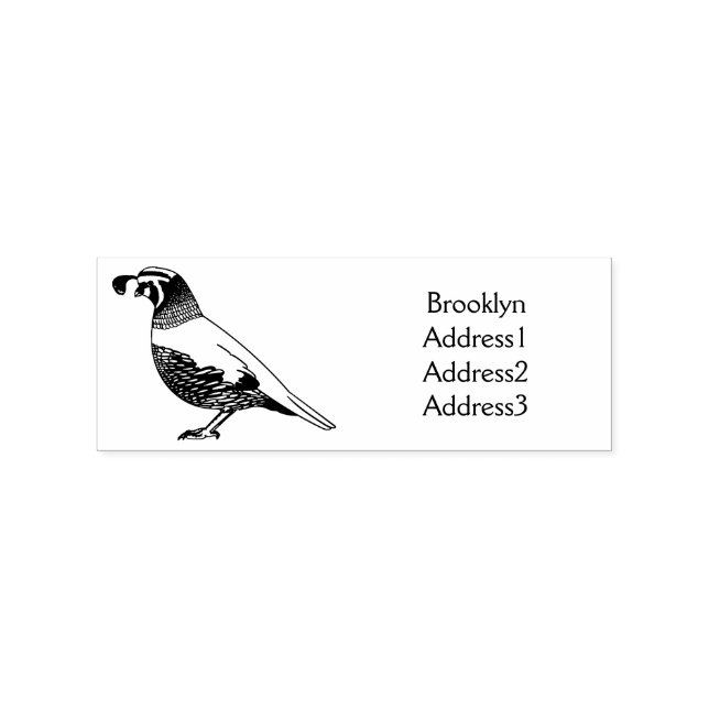 California quail bird cartoon illustration rubber stamp (Imprint)