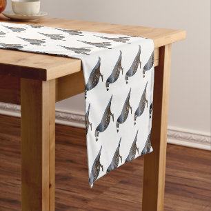 California quail bird cartoon illustration  short table runner