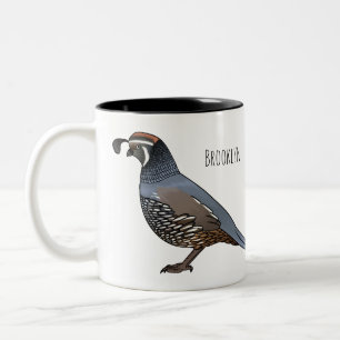 California quail bird cartoon illustration  Two-Tone coffee mug