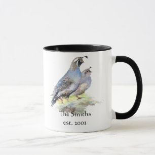 California Quail Birds Custom Date Monogram Family Mug