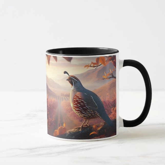 California Quail Birds Wildlife Nature Art Mug (Right)