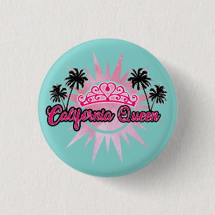 California Queen Sun Flowers Ocean Palm Trees 3 Cm Round Badge