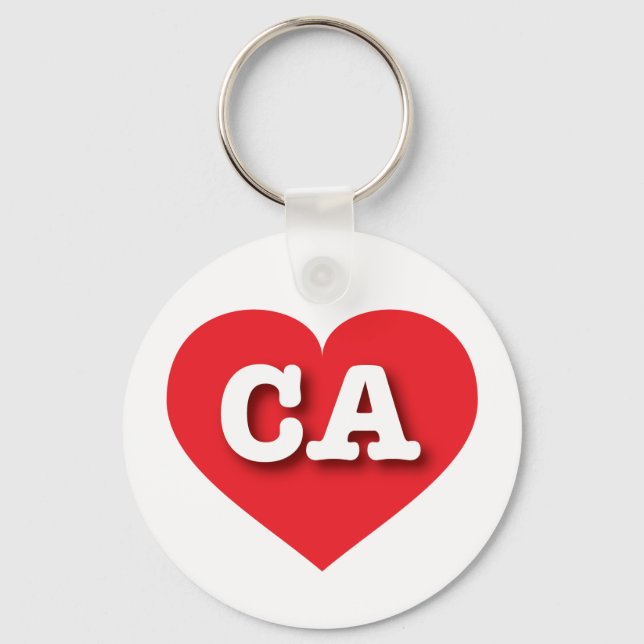 California Red Heart - I love CA Key Ring (Front)