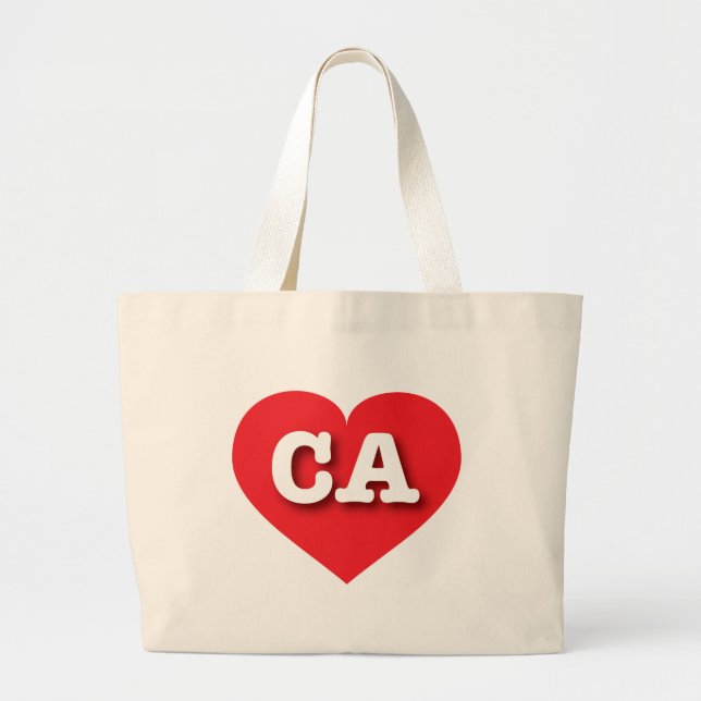California Red Heart - I love CA Large Tote Bag (Front)