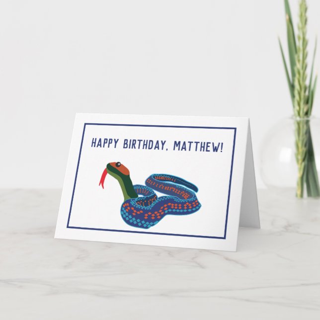 California Red Sided Garter Snake Birthday Card (Front)