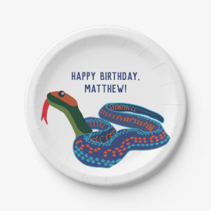 California Red-Sided Garter Snake Birthday Party Paper Plate