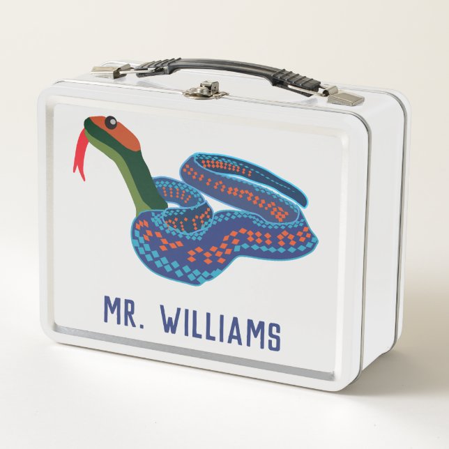 California Red Sided Garter Snake Personalised Metal Lunch Box (Front)