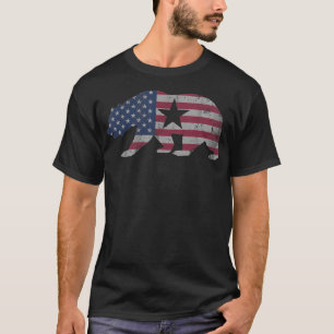 California Republic Bear American Flag 4th of July T-Shirt