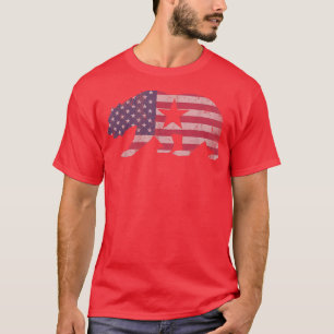 California Republic Bear American Flag 4th of July T-Shirt