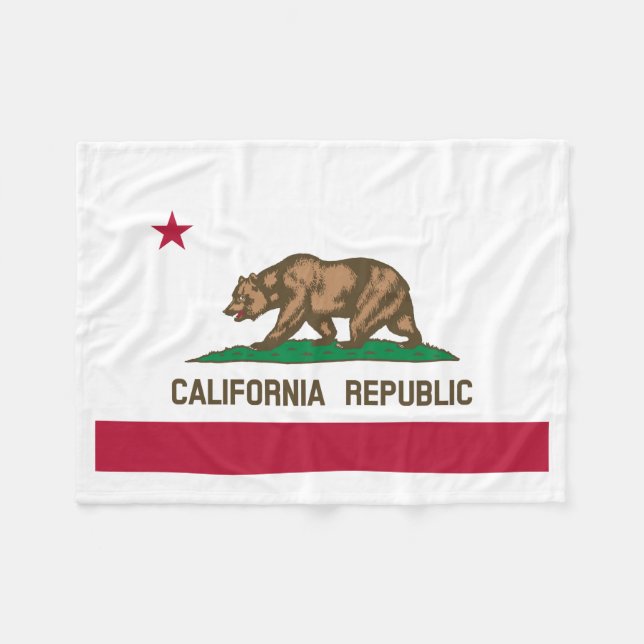 California Republic Bear Flag: Cali Golden State Fleece Blanket (Front (Horizontal))