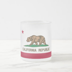 California Republic Bear Flag: Cali Golden State Frosted Glass Coffee Mug