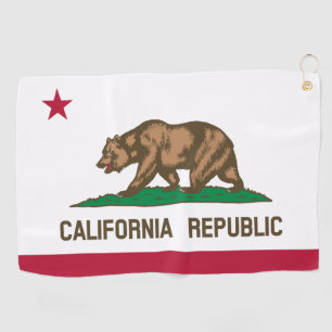 California Republic Bear Flag: Cali Golden State Golf Towel