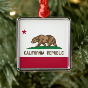California Republic Bear Flag: Cali Golden State Metal Tree Decoration