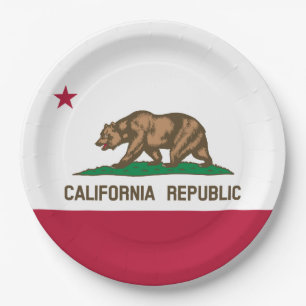 California Republic Bear Flag: Cali Golden State Paper Plate
