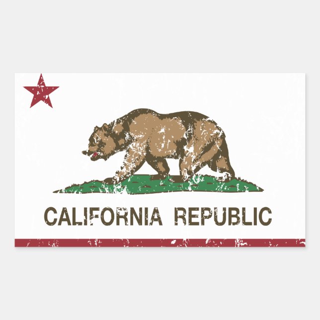 California Republic Bear Flag Rectangular Sticker (Front)