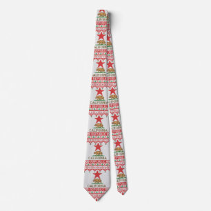 California Republic Bear on Christmas Ugly Sweater Tie