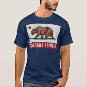 California Republic Bear on Surfboard Flag T-Shirt