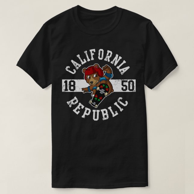 California Republic Bear Skater Skateboard T-Shirt (Design Front)