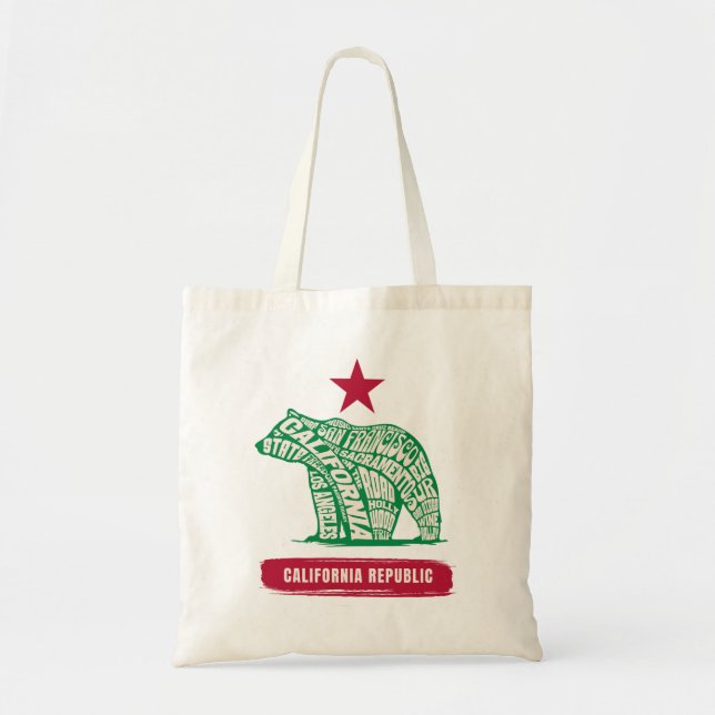 California Republic Bear Typography Tote Bag (Front)