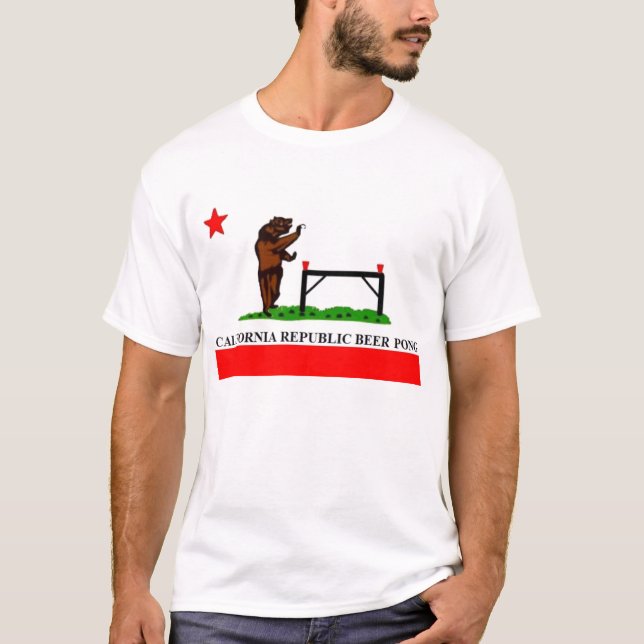 California Republic Beer Pong Flag T-Shirt (Front)