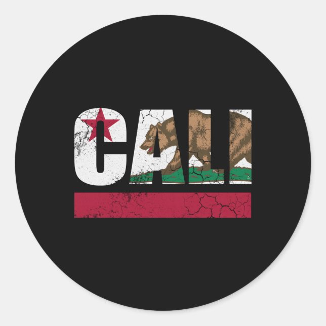 California Republic Cali Flag Fade Classic Round Sticker (Front)