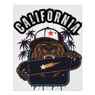 California Republic Cali Flag Socal Norcal Cencal Poster