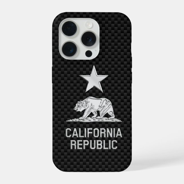 CALIFORNIA REPUBLIC Chrome on Carbon Fiber Print iPhone Case (Back)
