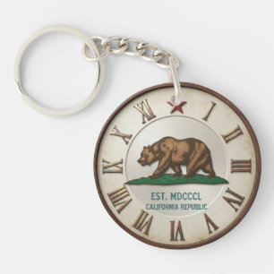 California Republic Est 1850 Flag Bear Key Ring