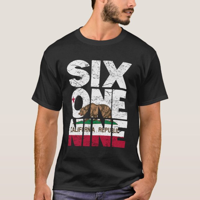 California Republic Flag - 619 Area Code T-Shirt (Front)