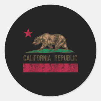 California Republic Flag Bear Classic Round Sticker